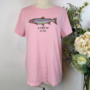 J.Crew Factory Collector Tee Graphic Fish Print Pink Short Sleeve Cotton T-Shirt